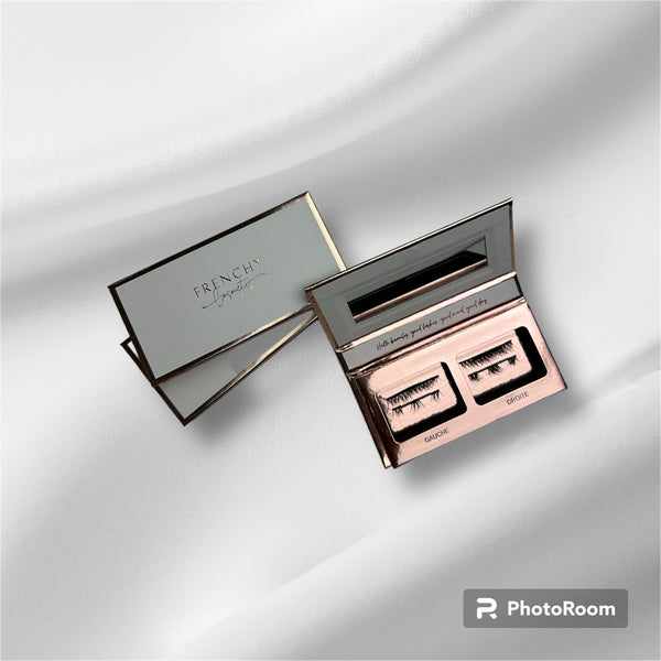Coffret faux cils magnétiques Frenchy Cosmetics ouvert, finition luxe